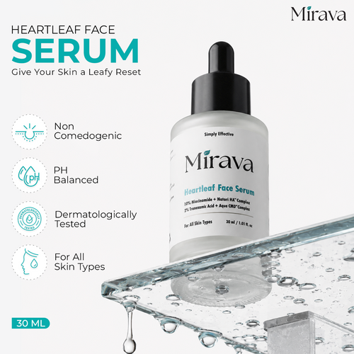 Mirava Heartleaf Face Serum – Niacinamide 10% + Tranexamic Acid 2% | Brightening & Barrier Serum