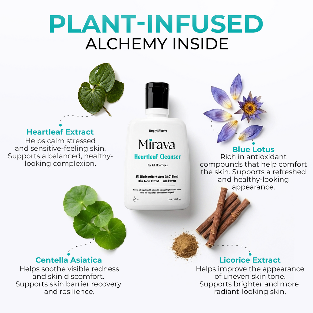 Mirava Heartleaf Cleanser – Niacinamide + Ceramide Based Formula | Barrier-Care Face Wash