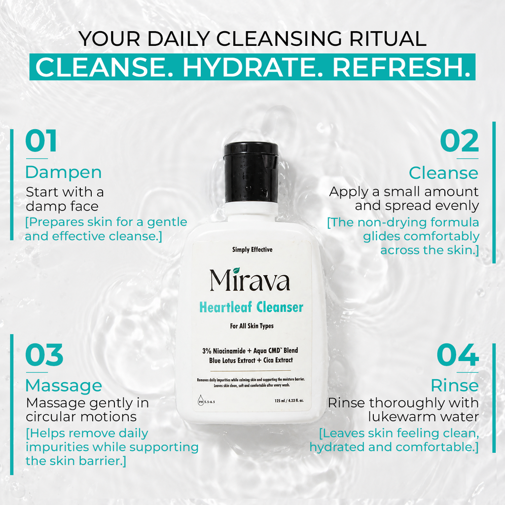 Mirava Heartleaf Cleanser – Niacinamide + Ceramide Based Formula | Barrier-Care Face Wash