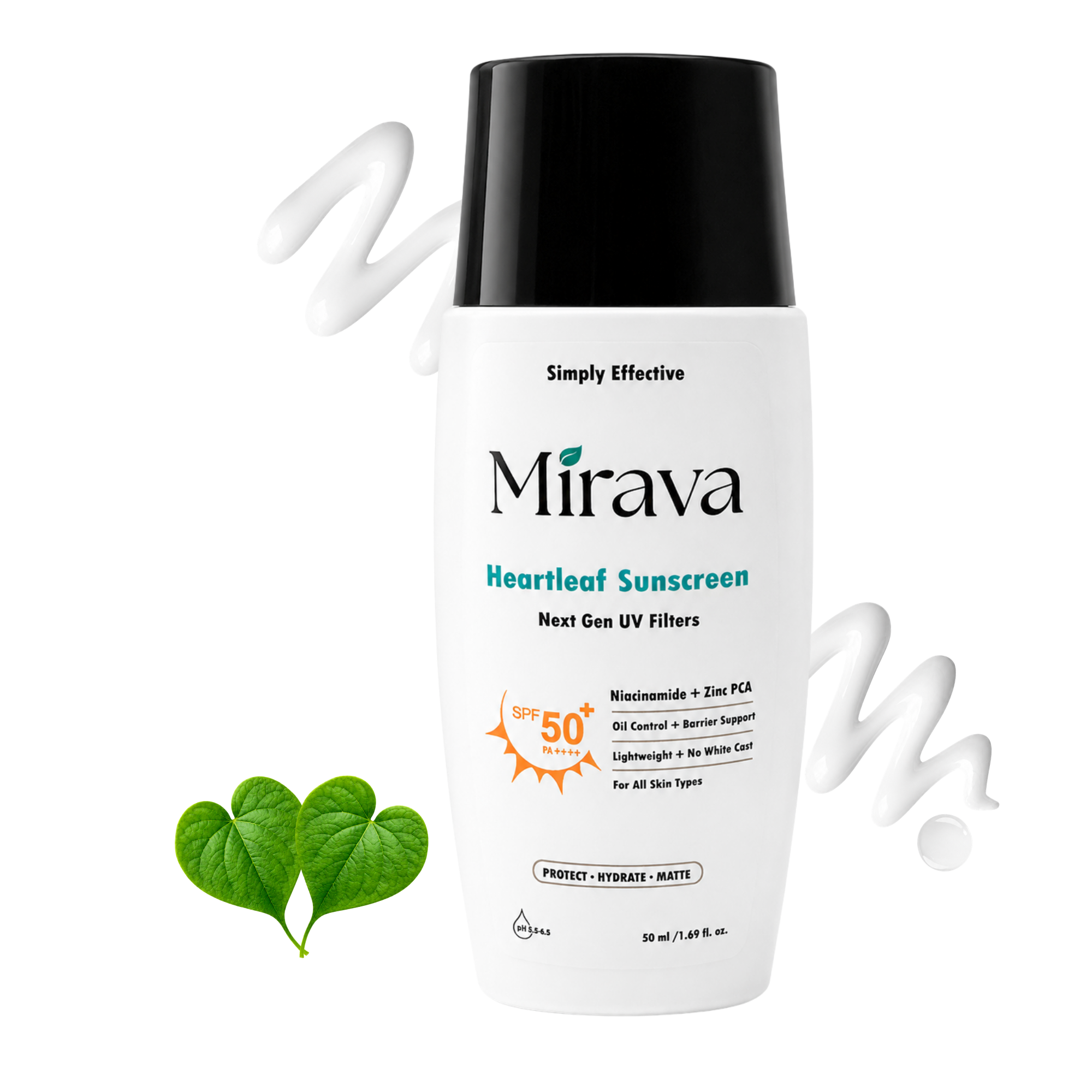 Mirava Heartleaf Sunscreen SPF 50 PA++++ – No White Cast | Next-Gen UV Filters + Niacinamide