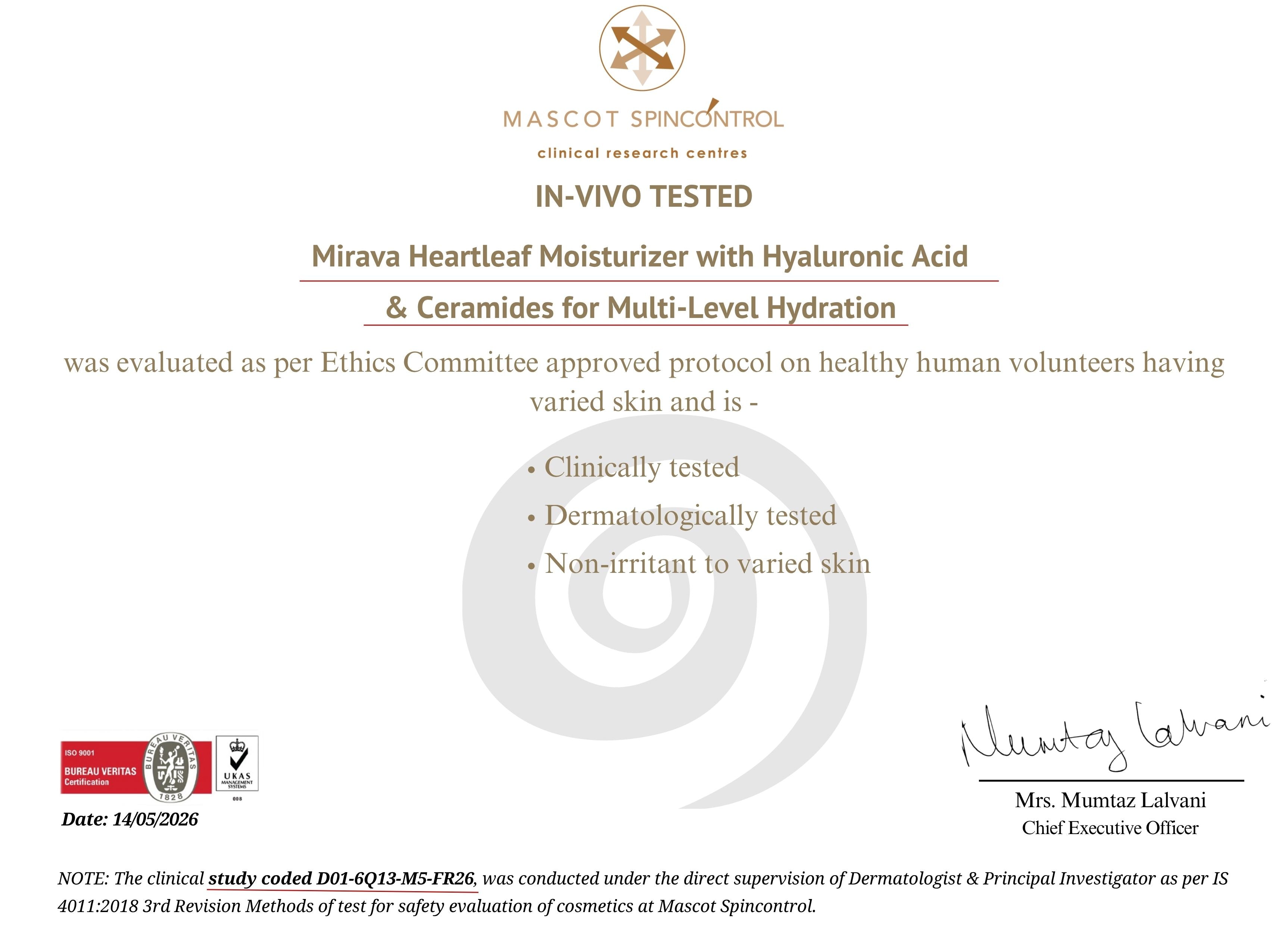Mirava Heartleaf Moisturiser – Niacinamide + 13 HA 5-Ceramide Care | Barrier Care Cream